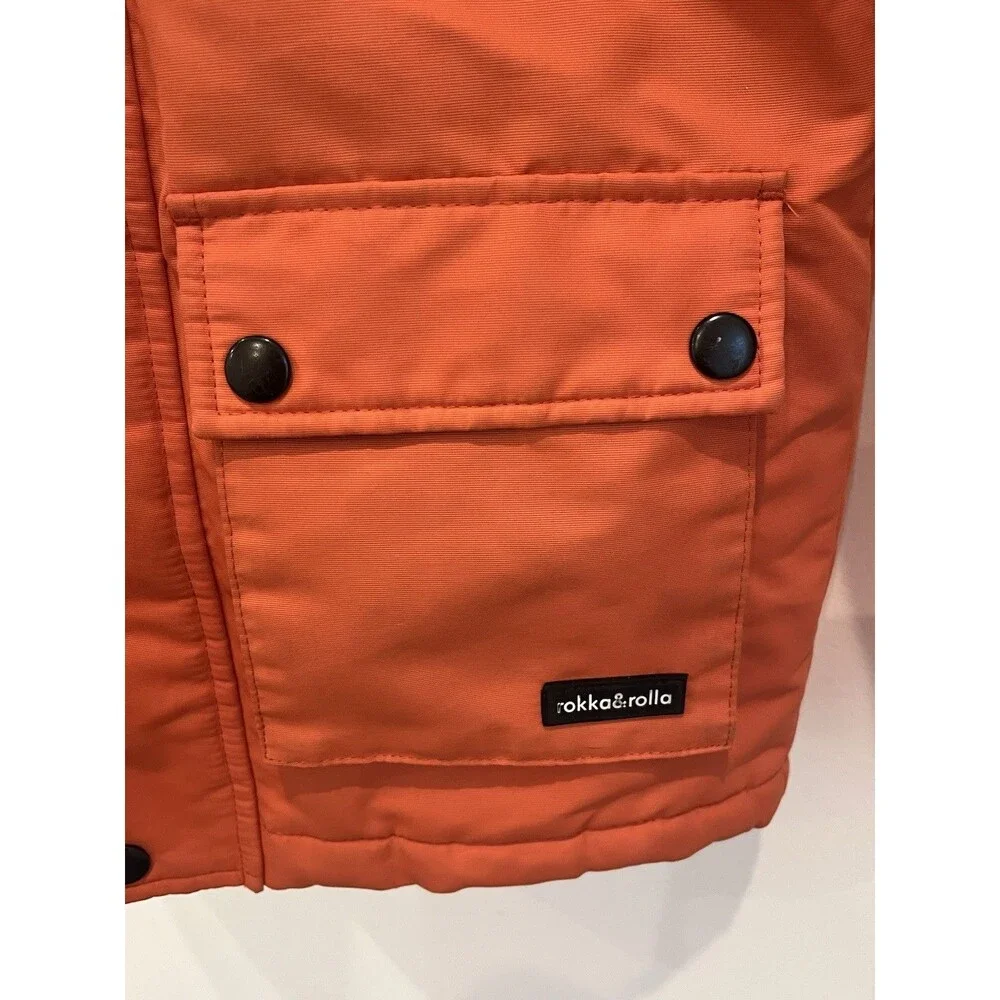 Rokka&Rolla Boy’s Parka Jacket Sherpa Fleece w/ Fur Hood Winter Snow Coat Sz 4-5